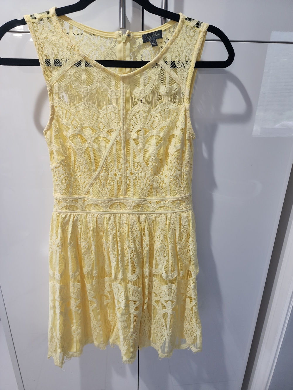 Lily Rose Pale Yellow Sleeveless Lace Fit & Flare Dress